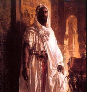 Una pintura de un moro.  Un favorito de los afrocentristas.  Tenga en cuenta que esta pintura es de 1878 (por Eduard Charlemont).