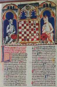 Cristianos y musulmanes jugando al ajedrez.  De El libro de los juegos.